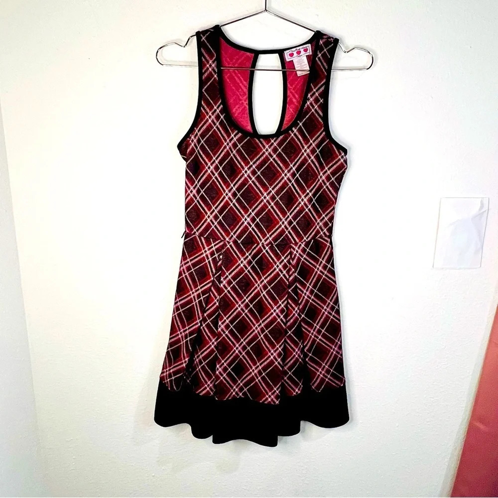 Three Pink Hearts Trixxi Sleeveless Plaid Dress Preppy Work to Weekend Size S